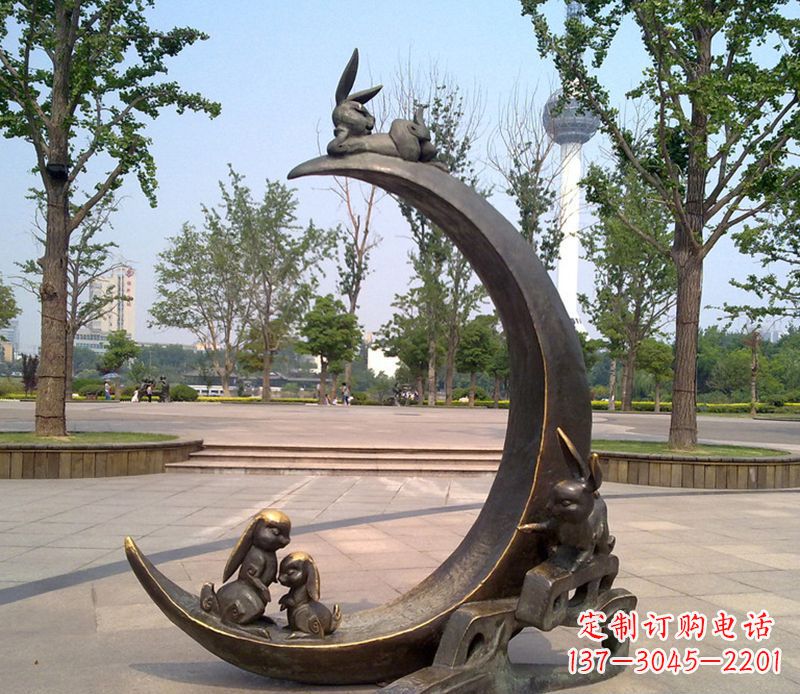 广西兔子铜雕