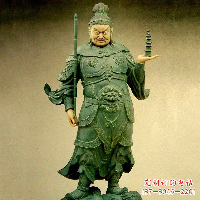 广西托塔天王彩绘雕塑