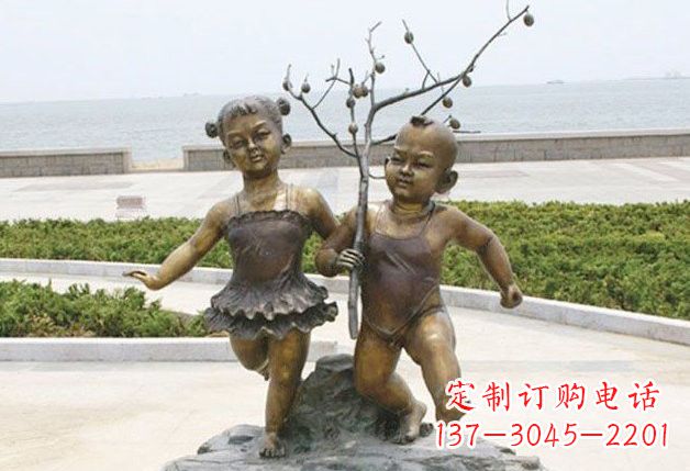 广西玩耍的儿童铜雕