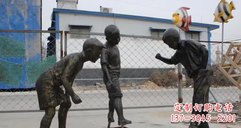 广西玩陀螺人物铜雕