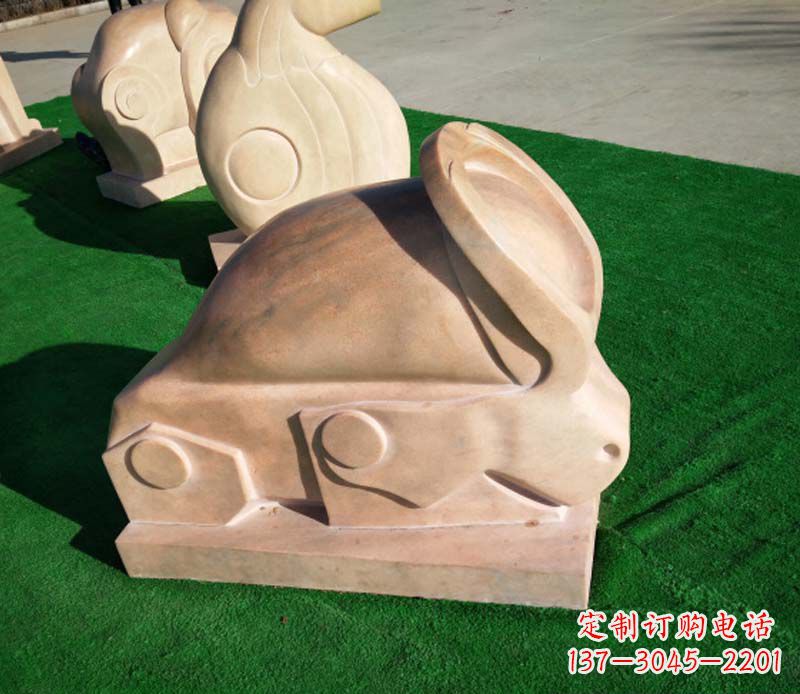 广西晚霞红抽象十二生肖石雕