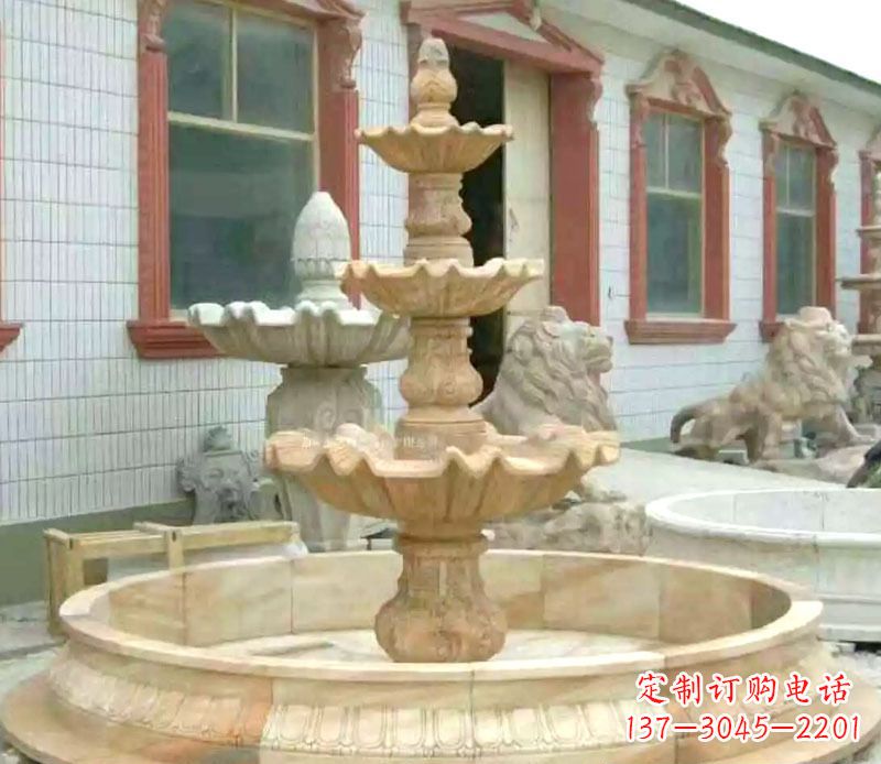 广西晚霞红大型喷泉石雕 (3)