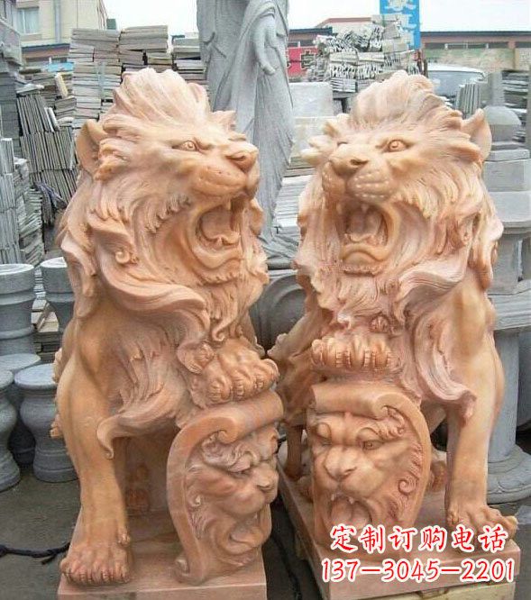 广西晚霞红盾牌欧式狮子