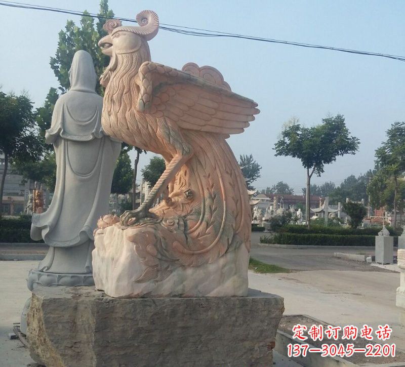广西晚霞红凤凰石雕
