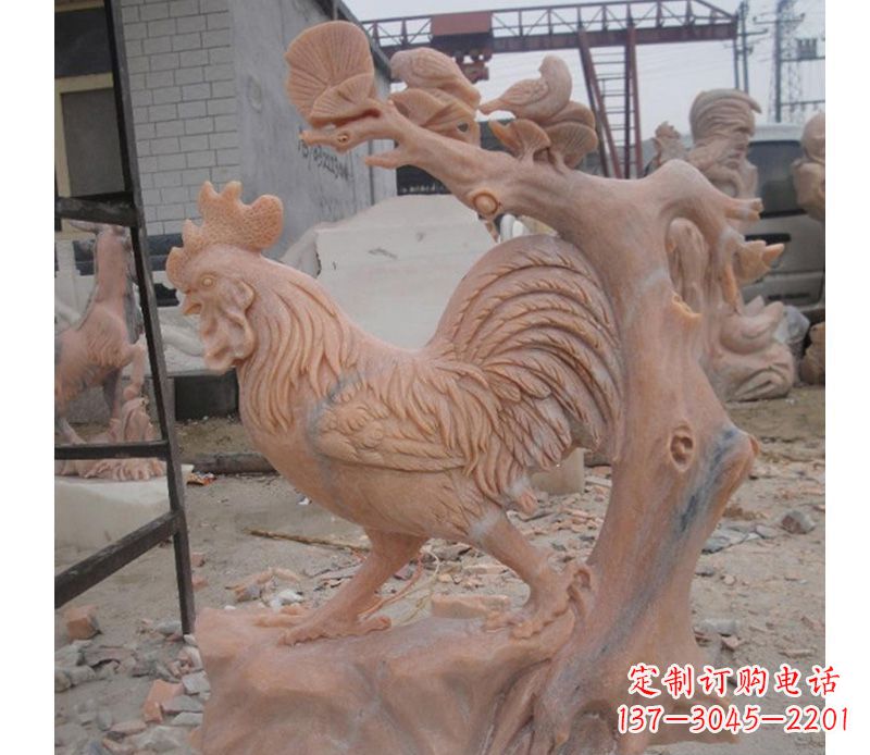 广西晚霞红公鸡雕塑