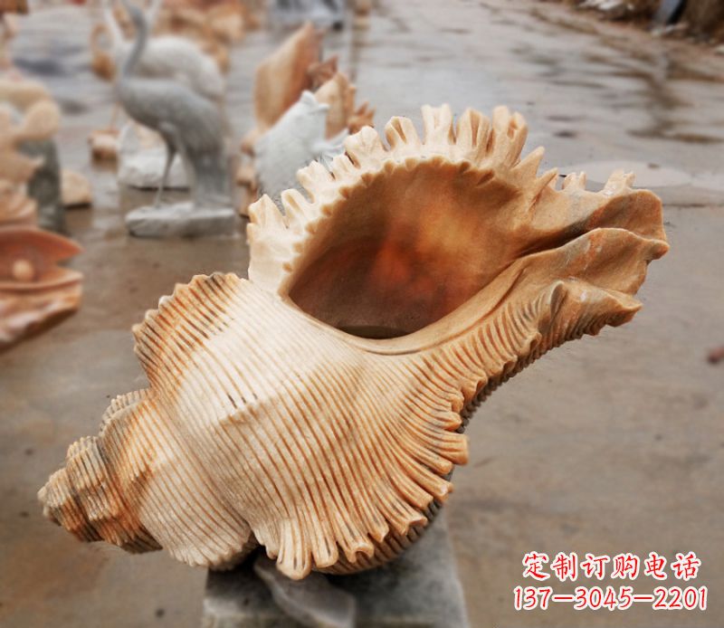 广西晚霞红海螺石雕广场景观雕塑