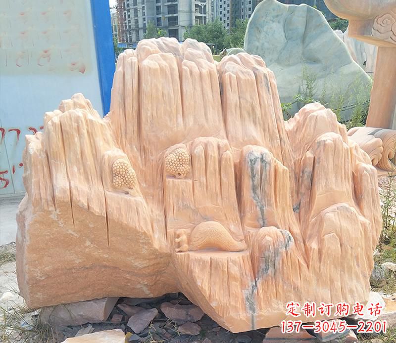 广西晚霞红景观假山雕塑