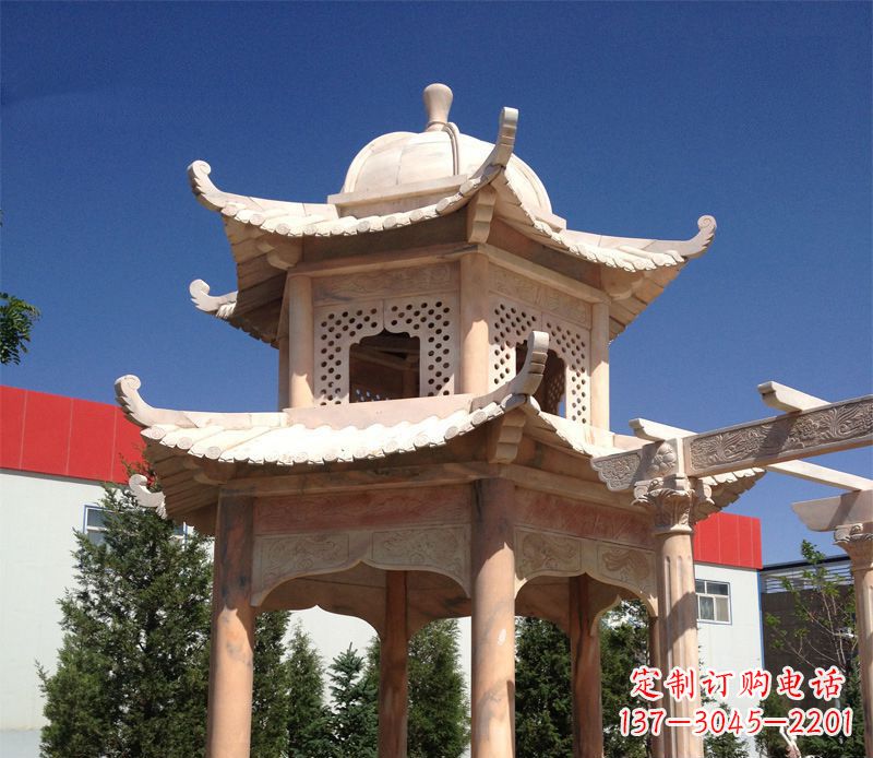 广西晚霞红景观凉亭雕塑