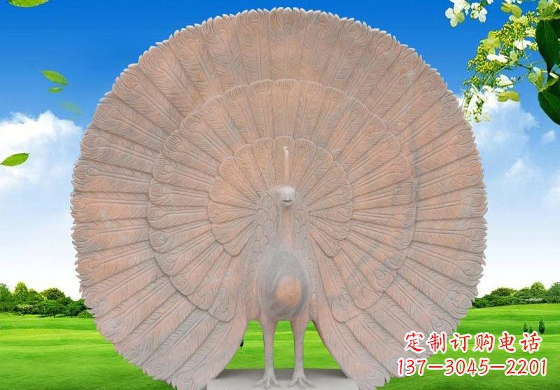 广西晚霞红开屏孔雀雕塑