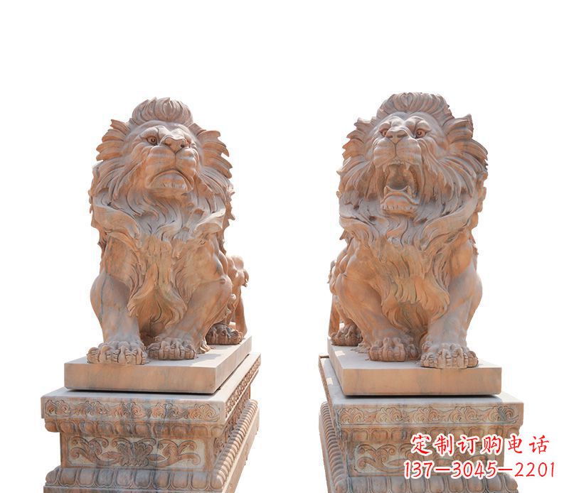 广西晚霞红欧式狮子雕塑