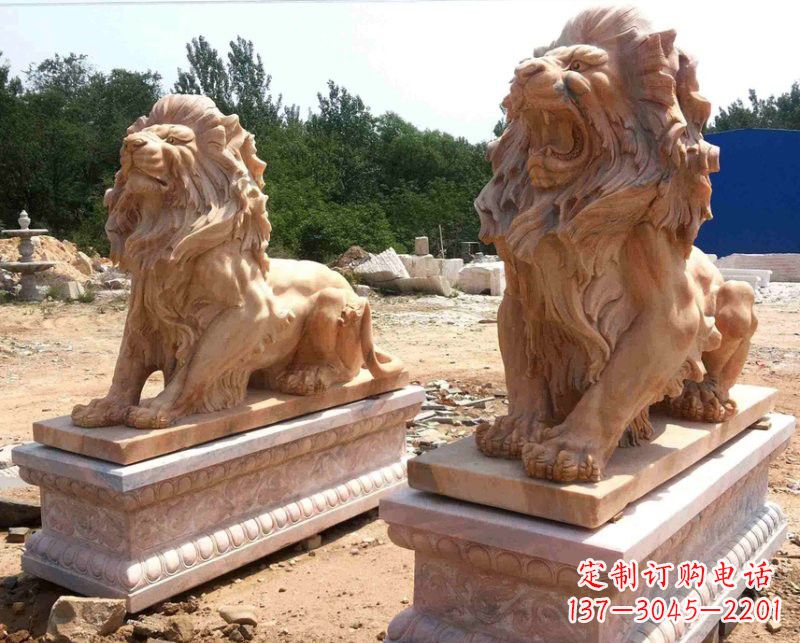 广西晚霞红欧式狮子雕塑222