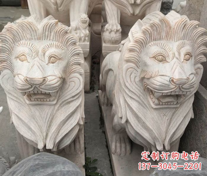 广西晚霞红欧式狮子石雕 (2)
