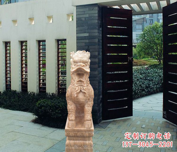 广西晚霞红瑞兽麒麟雕塑