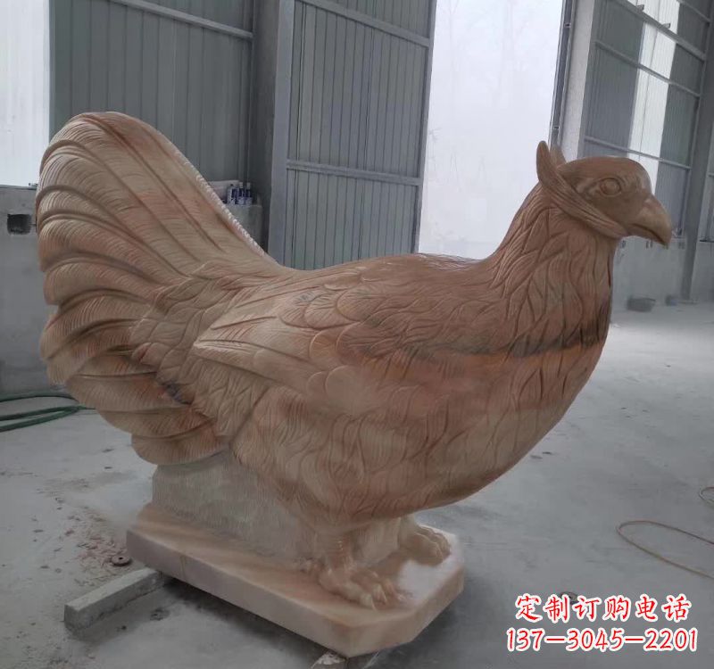 广西晚霞红石雕母鸡