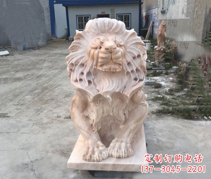 广西晚霞红西洋欧式狮子石雕