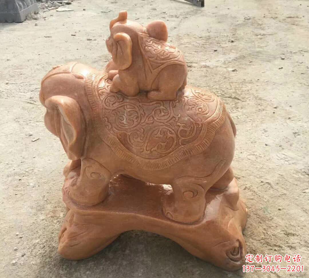 广西晚霞红小象招财动物