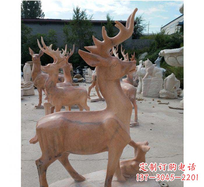 广西晚霞红驯鹿动物公园石雕