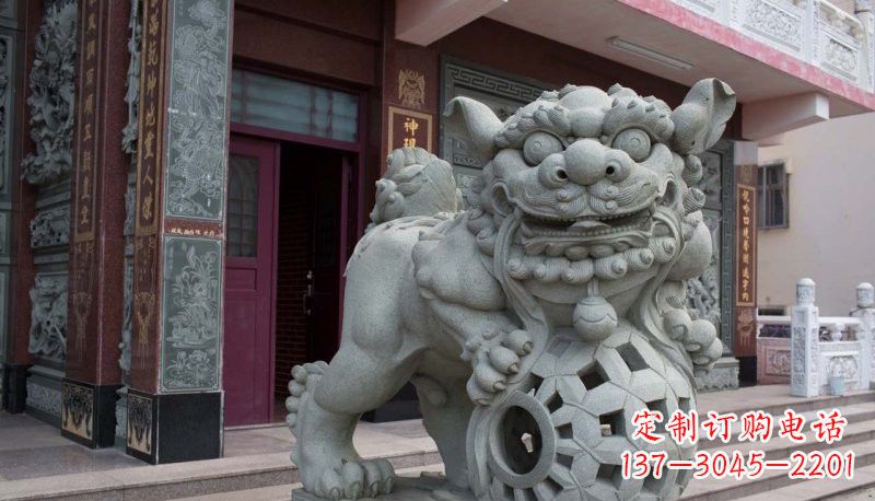 广西网球狮石雕南方狮子雕塑