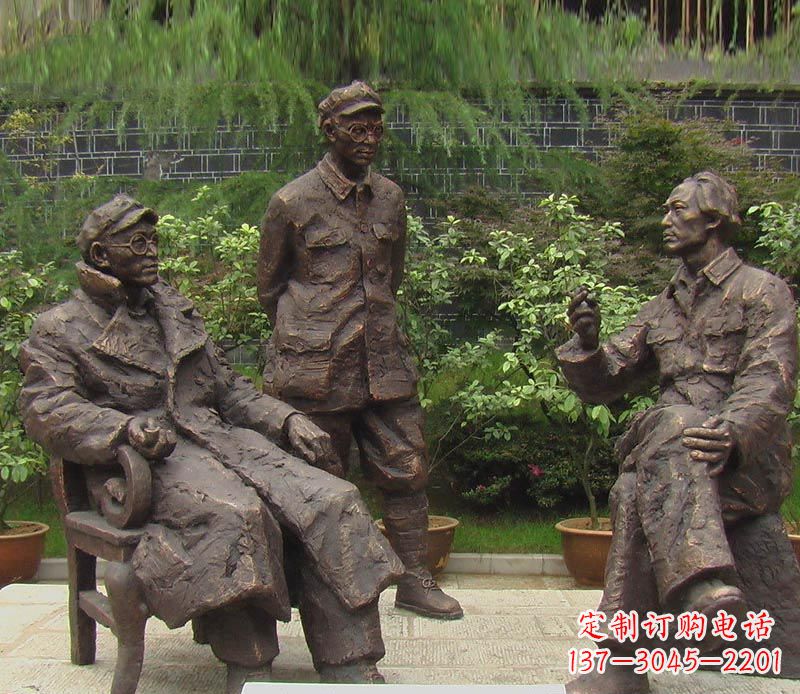 广西伟人毛泽东刘伯承铜雕