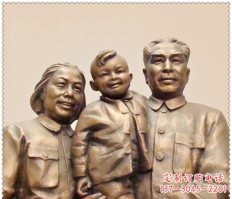 广西伟人周恩来一家铜雕