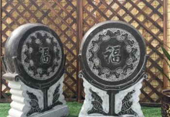广西青石仿古福字抱鼓雕塑，让您的家园更加美观