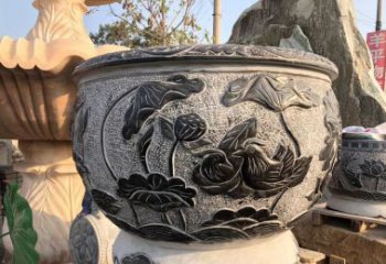 广西荷花浮雕鱼缸雕塑，让空间更加生机勃勃
