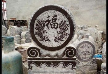 广西青石凤凰浮雕抱鼓石，精致历久弥新