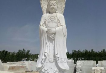 广西观赏性质的三面观音石雕塑