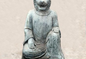 广西中领雕塑：生肖虎-兽首人身石雕精品