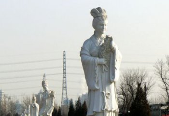 广西十二花神汉白玉古风美女石雕像