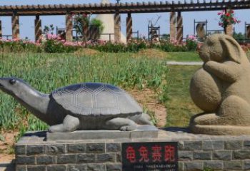 广西欣赏精美动物雕塑：石雕龟兔赛跑
