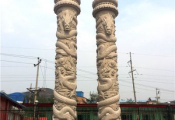 广西石雕华表盘龙柱，雕塑工艺的精美展示