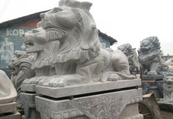 广西优质石雕汇丰狮子雕塑