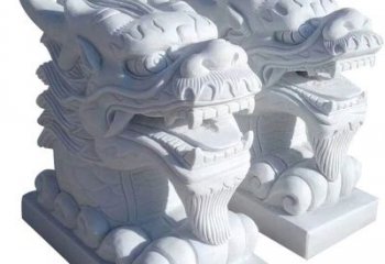 广西精致石雕龙头雕塑，打造建筑雕塑景观