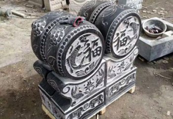广西中领雕塑-石雕门墩貔貅抱鼓