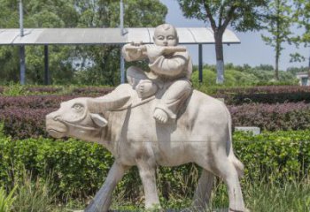 广西石雕牧童牛雕塑，让传统气息永存