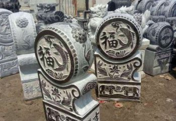 广西石雕貔貅抱鼓门墩雕塑