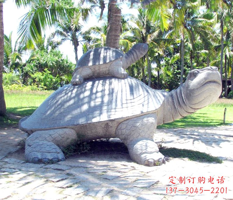 广西乌龟母子石雕