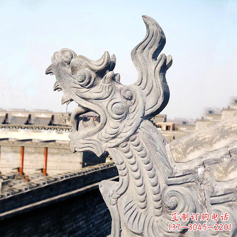 广西屋脊鸱尾螭吻雕塑-古建装饰神兽动物雕塑