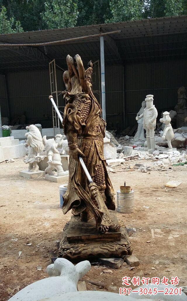 广西武财神关公玻璃钢仿铜雕塑