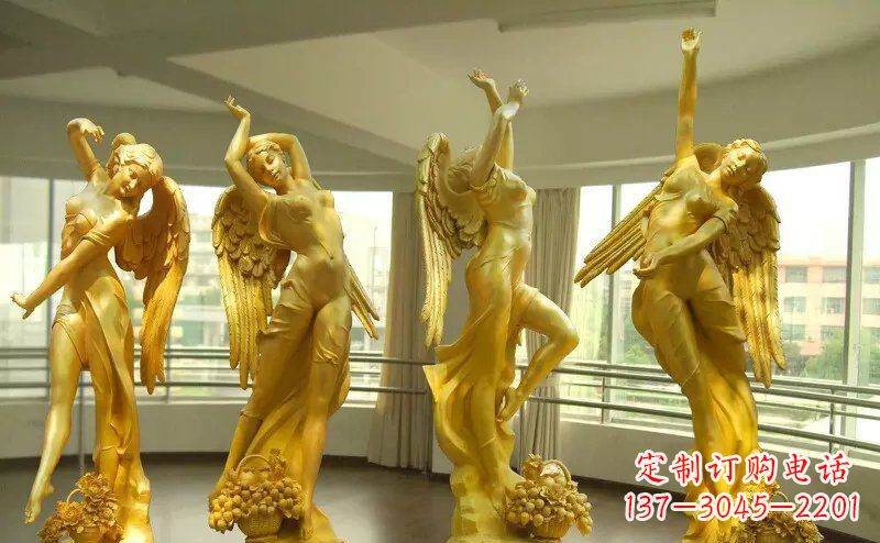 广西舞蹈四女神玻璃钢仿铜人物雕塑