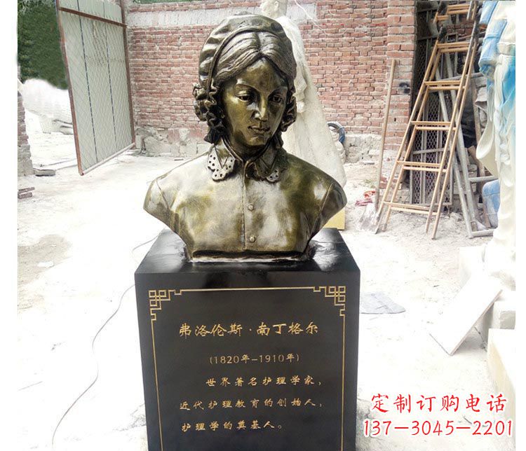 广西西方名人南丁格尔胸像铜雕