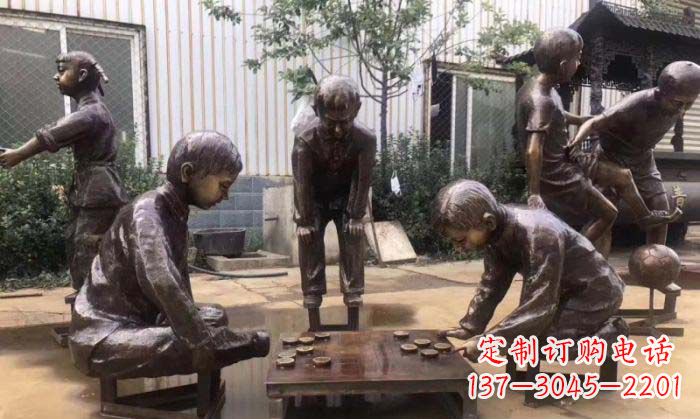 广西下象棋儿童铜雕 (2)