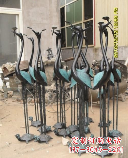 广西仙鹤动物铜雕