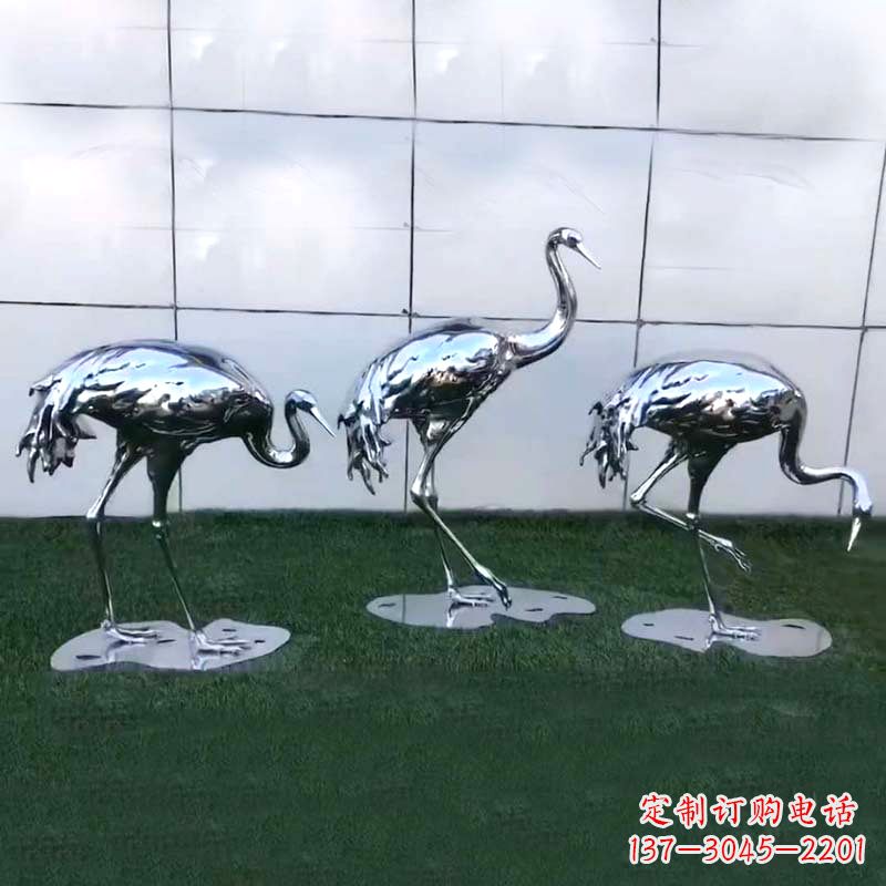 广西仙鹤镜面不锈钢雕塑