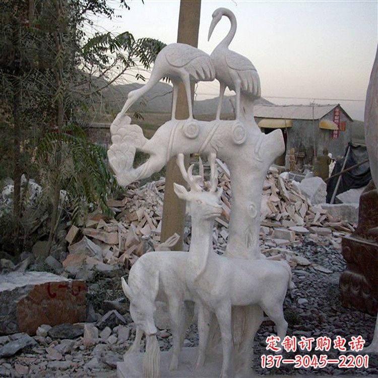广西仙鹤石雕景观摆件
