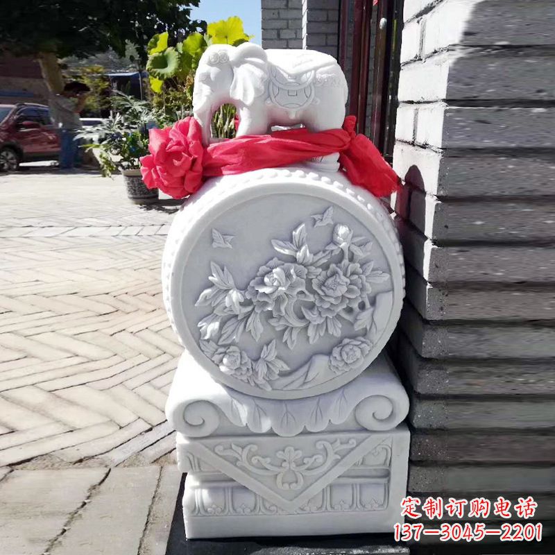 广西仙鹤石雕门墩