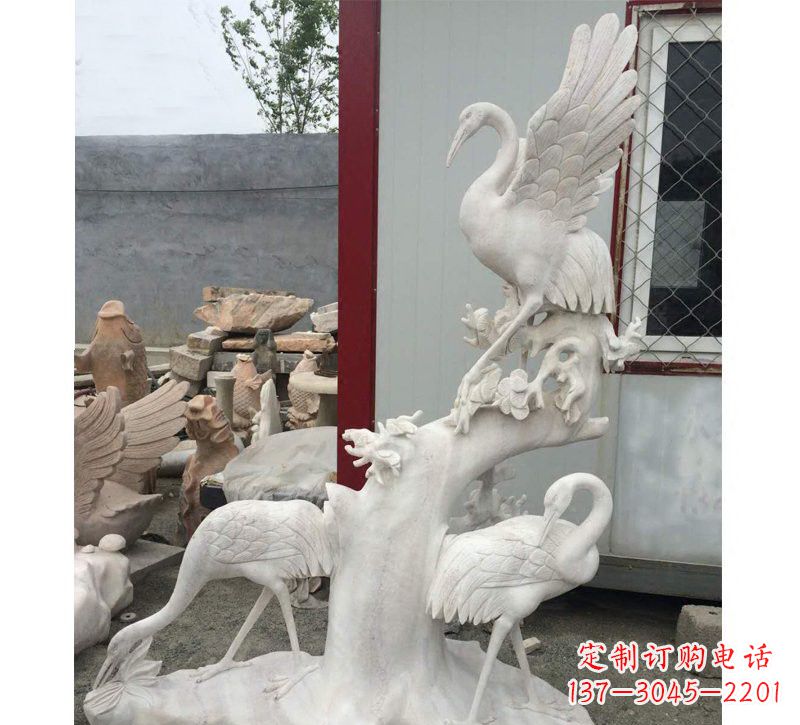 广西仙鹤松树石雕