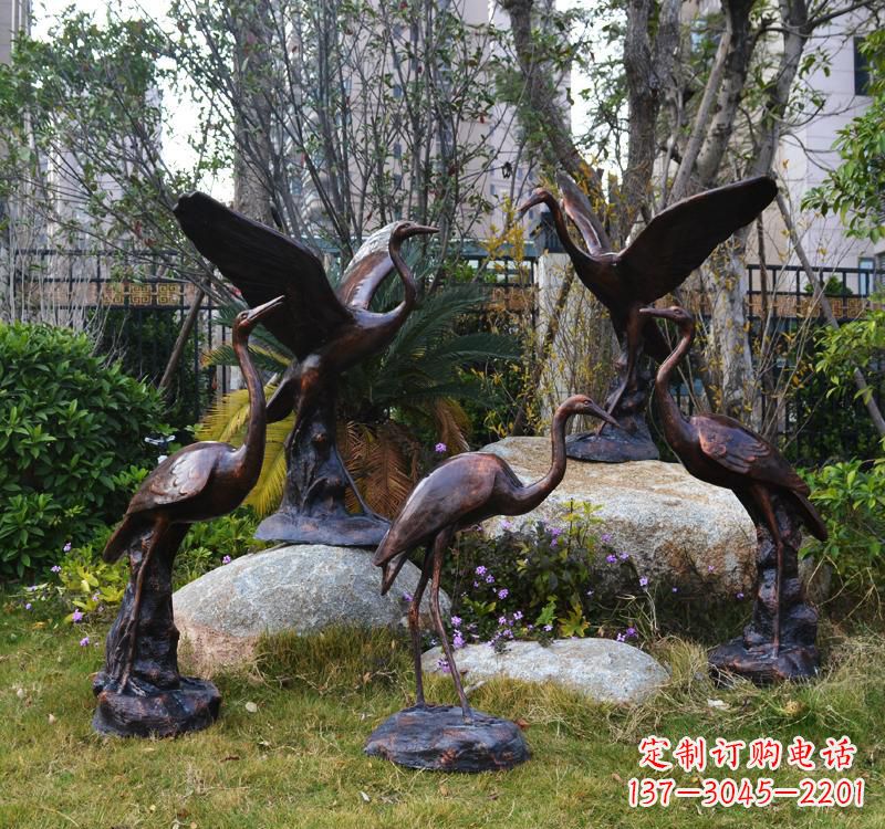 广西仙鹤铜雕塑 (2)