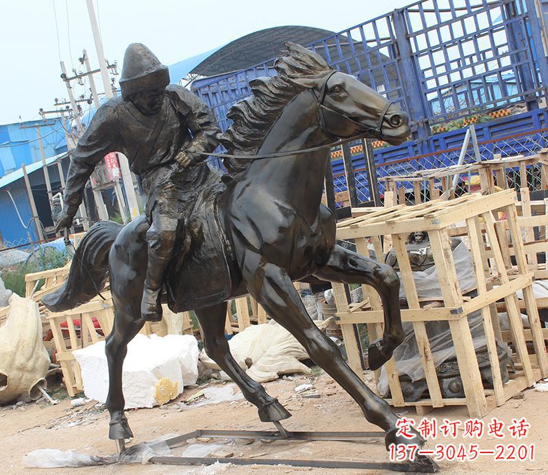 广西现代骑马人物公园景观铜雕